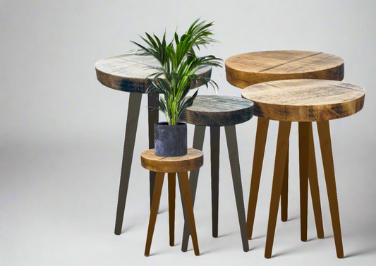 Rustic Industrial, Wooden Stool, Decorative Stool, Plant Stand - Available in Many Colours!