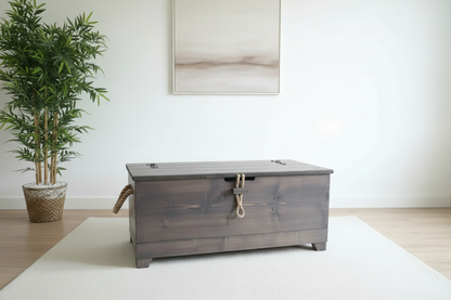 Rustic Wooden Blanket Box & Coffee Table Trunk | Solid Wood Ottoman Chest