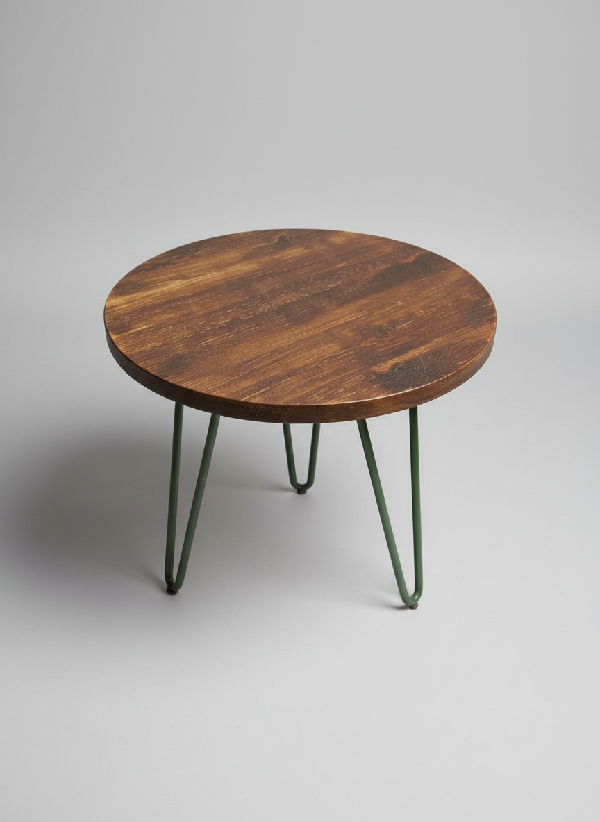 Rustic Industrial Coffee Table, Round Low Table, Side Table, Made with Solid Wood - Available in many Colours!