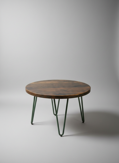 Rustic Industrial Coffee Table, Round Low Table, Side Table, Made with Solid Wood - Available in many Colours!