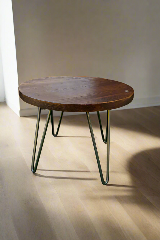 Rustic Industrial Coffee Table, Round Low Table, Side Table, Made with Solid Wood - Available in many Colours!