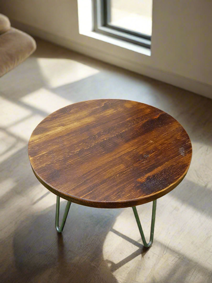 Rustic Industrial Coffee Table, Round Low Table, Side Table, Made with Solid Wood - Available in many Colours!