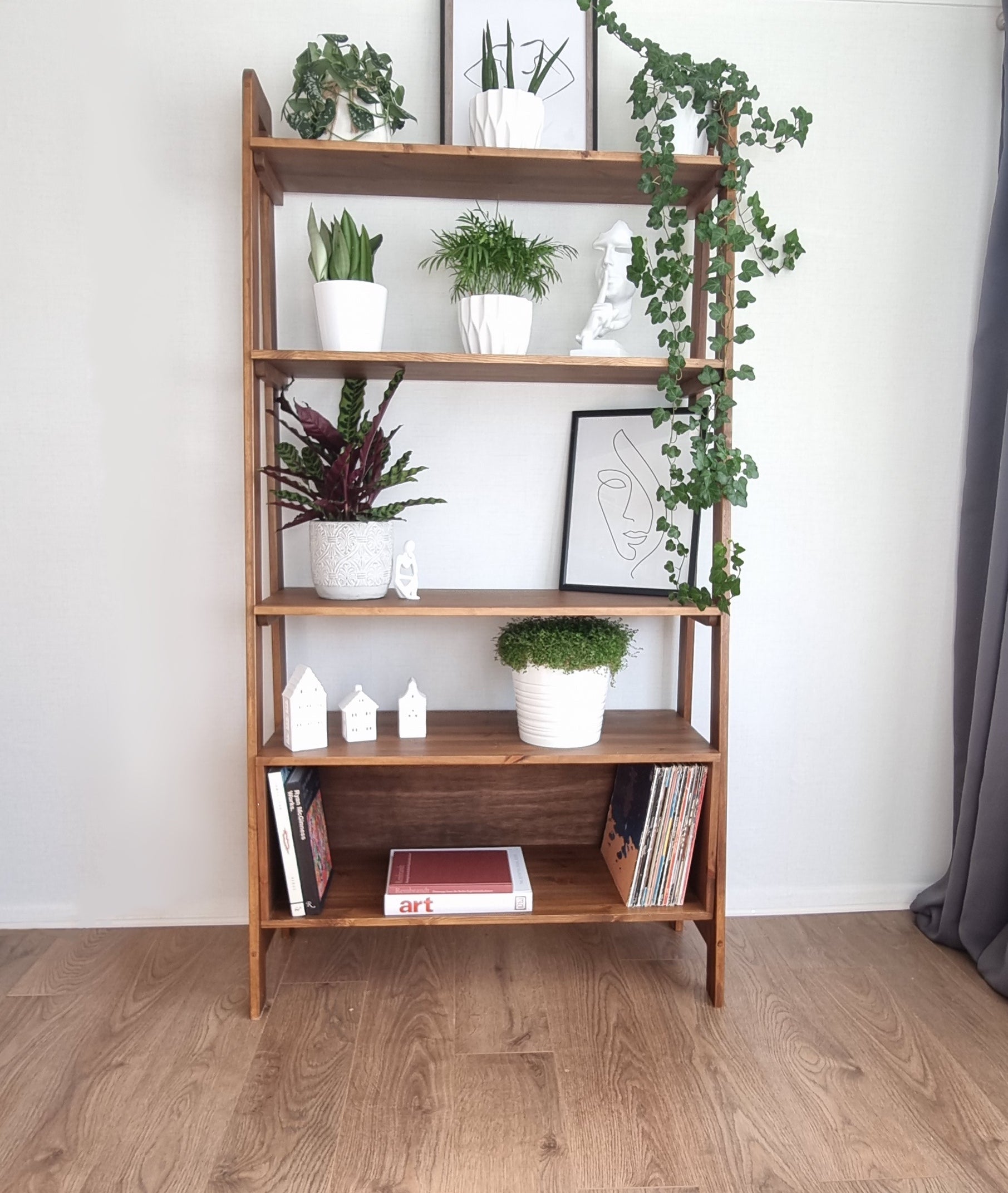 Wooden Free Standing Mid-Century Modern Wall Unit with Shelves and Storage Space COLOUR FURNITURE 