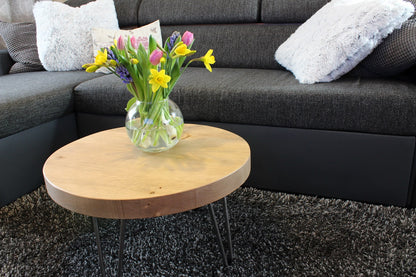 Rustic Industrial Coffee Table, Round Rectangle Low Table, Side Table, Made with Solid Wood - Available in many Colours!