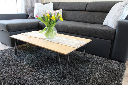 Rustic Industrial Coffee Table, Rectangle Low Table, Side Table, Made with Solid Wood - Available in many Colours!