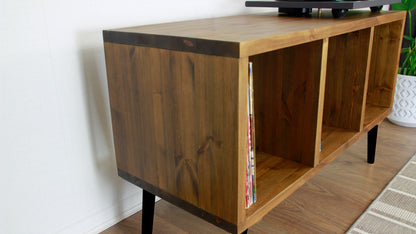 Wooden Turntable Stand, Vinyl Record Storage - Record Cabinet with black wooden feet COLOUR FURNITURE