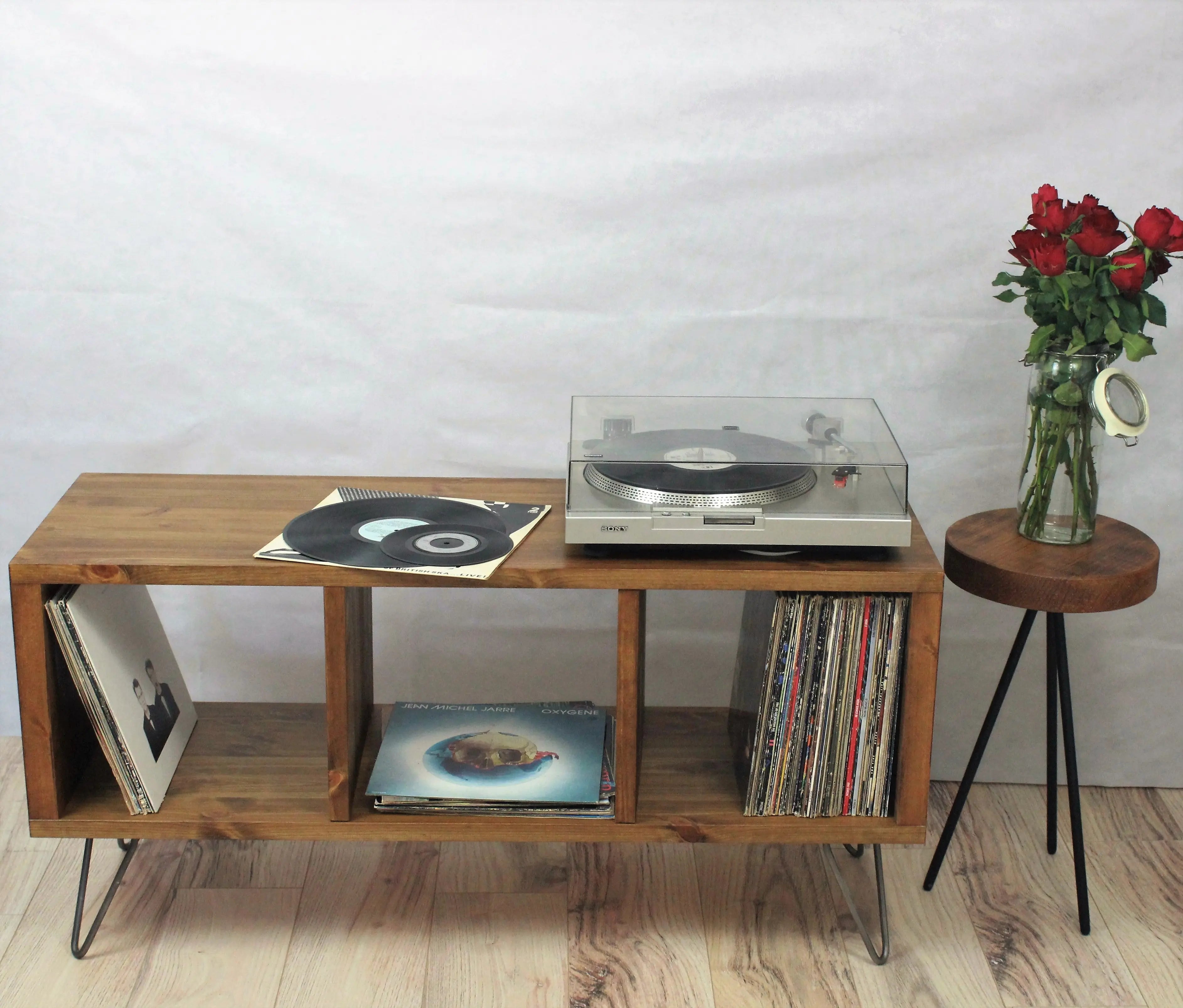 Tv console with record storage sale